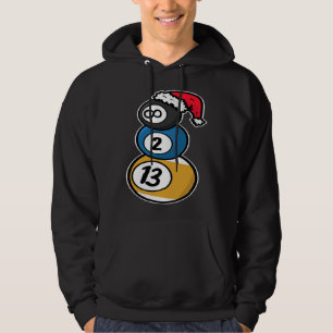 Billiards Christmas Snowman with Pool Table Balls Hoodie