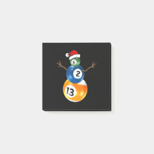 Billiards Christmas Snowman With Pool Table Balls Post-it Notes