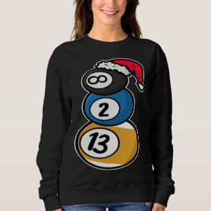 Billiards Christmas Snowman with Pool Table Balls  Sweatshirt
