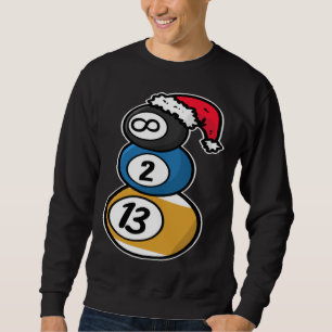 Billiards Christmas Snowman with Pool Table Balls  Sweatshirt