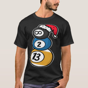 Billiards Christmas Snowman with Pool Table Balls T-Shirt