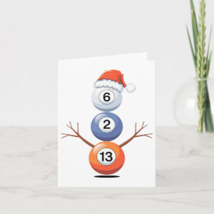 Billiards Christmas Snowman With Pool Table Card