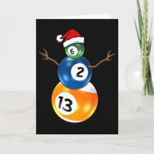 Billiards Christmas Snowman With Pool Table Card