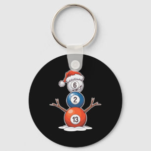 Billiards Christmas Snowman With Pool Table Key Ring