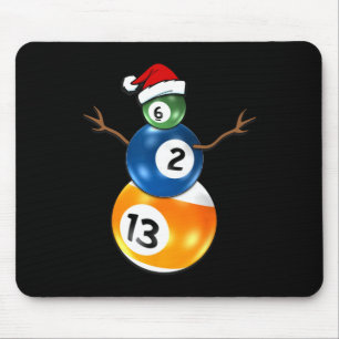 Billiards Christmas Snowman With Pool Table  Mouse Pad