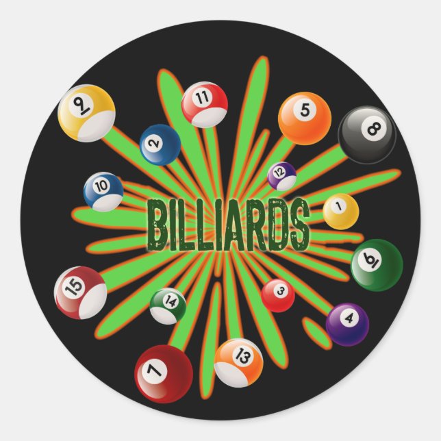 BILLIARDS CLASSIC ROUND STICKER (Front)