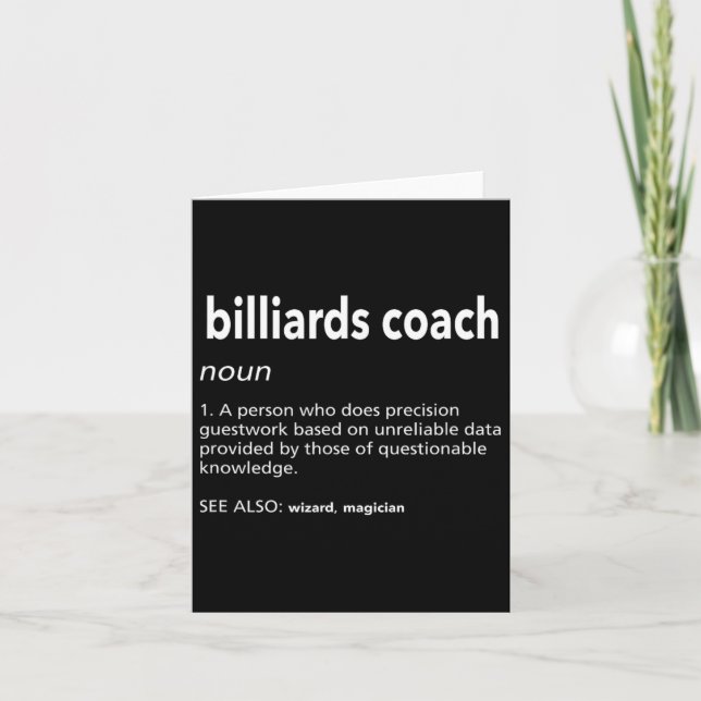 Billiards Coach Definition Funny Pool Player Humou Card (Front)