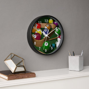 Billiards, colourful design, clock