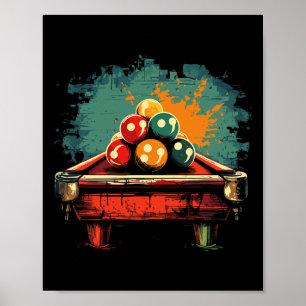 Billiards Comic Style Indoor Sports  Poster