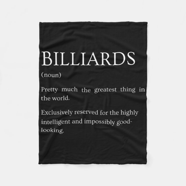 Billiards Definition - Funny Sarcastic Billiards E Fleece Blanket (Front)