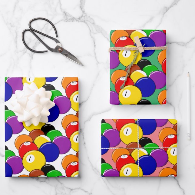 Billiards Design Wrapping Paper Sheets (Front)