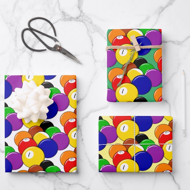 Billiards Design Wrapping Paper Sheets (Front)