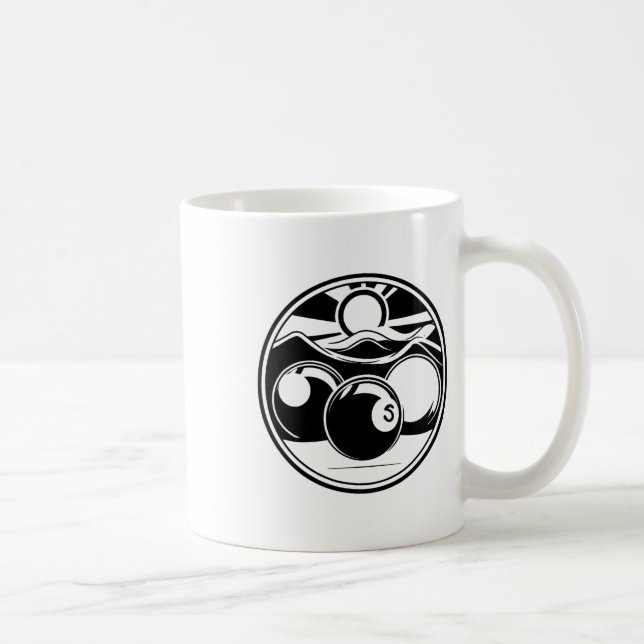 Billiards Drawing Pool Player  Coffee Mug (Right)