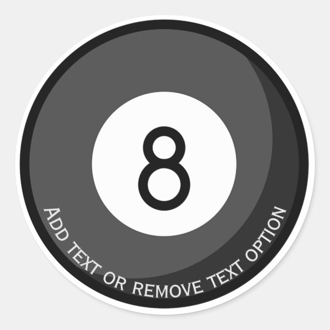 Billiards Eight Ball Classic Round Sticker (Front)