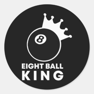 Billiards Eight Ball King 8 Ball Pool Player Lucky Classic Round Sticker