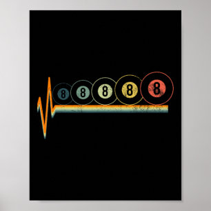 Billiards Eight Vintage Retro Poster