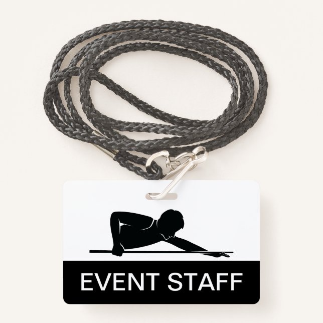 Billiards Event Staff Budget Event Badges ID Badge (Front with Lanyard)