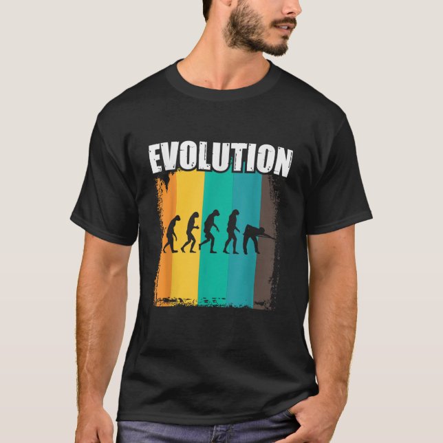 Billiards Evolution billiards table billiards cue T-Shirt (Front)
