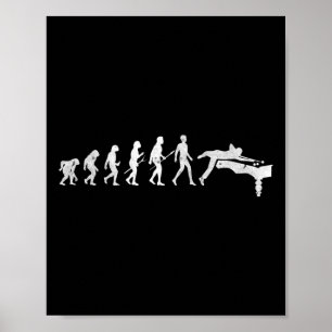 Billiards Evolution Of Human Snooker Pool Cue Stic Poster
