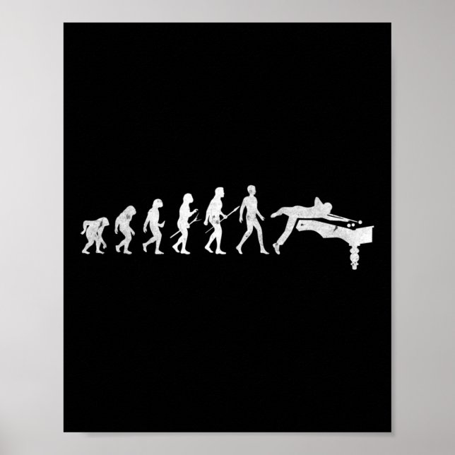 Billiards Evolution Of Human Snooker Pool Cue Stic Poster (Front)