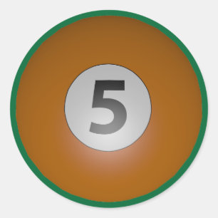 Billiards Five Ball Classic Round Sticker