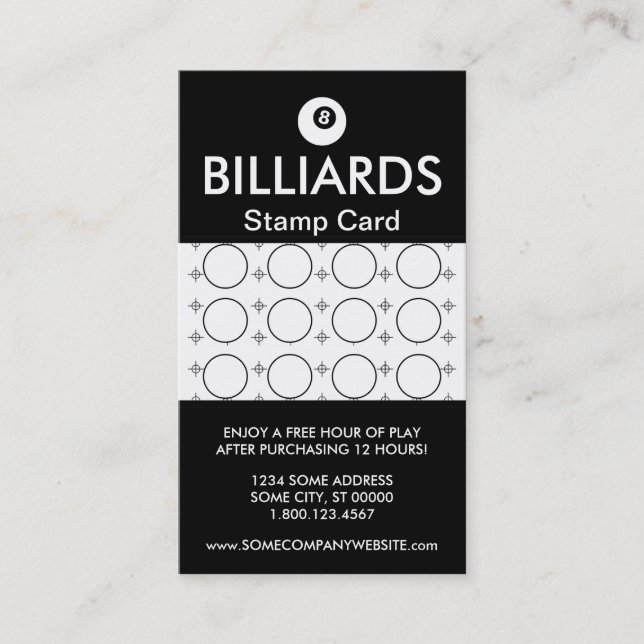 BILLIARDS focus stamp card (Front)