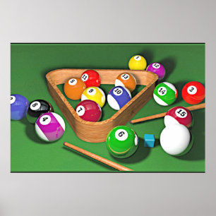 Billiards game, colourful  poster