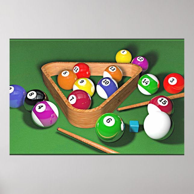 Billiards game, colourful  poster (Front)