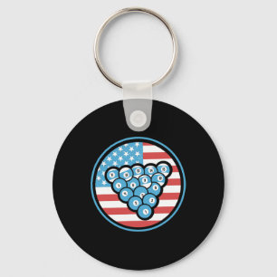 Billiards Gifts For Men & Women American Flag Key Ring