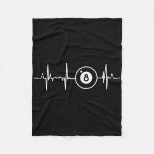 Billiards Heartbeat 8 Ball Heartline Pool Billard  Fleece Blanket