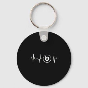 Billiards Heartbeat 8 Ball Heartline Pool Billard Key Ring