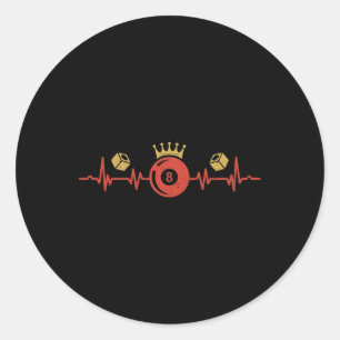 Billiards Heartbeat 8 Ball Pool Player Billiard Sh Classic Round Sticker