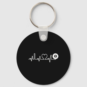 Billiards Heartbeat! I Love Billiards! Pool Player Key Ring