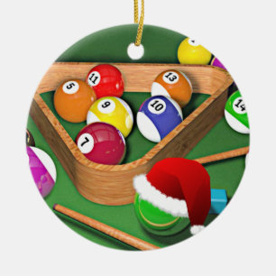Billiards holiday design ceramic ornament