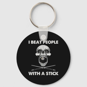 Billiards I Beat People With A Stick Skull Eightba Key Ring