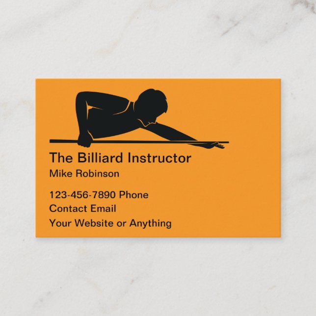 Billiards Instructor Lessons Simple Business Cards (Front)