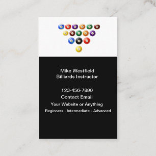 Billiards Instructor Simple Business Cards Design