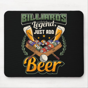 Billiards Legend Just Add Beer Funny Snooker Mouse Pad