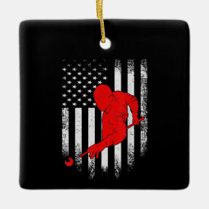 Billiards Lover   American Flag Billiards Gift Ceramic Ornament