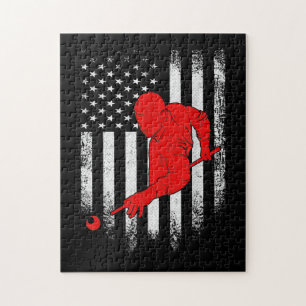 Billiards Lover American Flag Billiards Gift Jigsaw Puzzle
