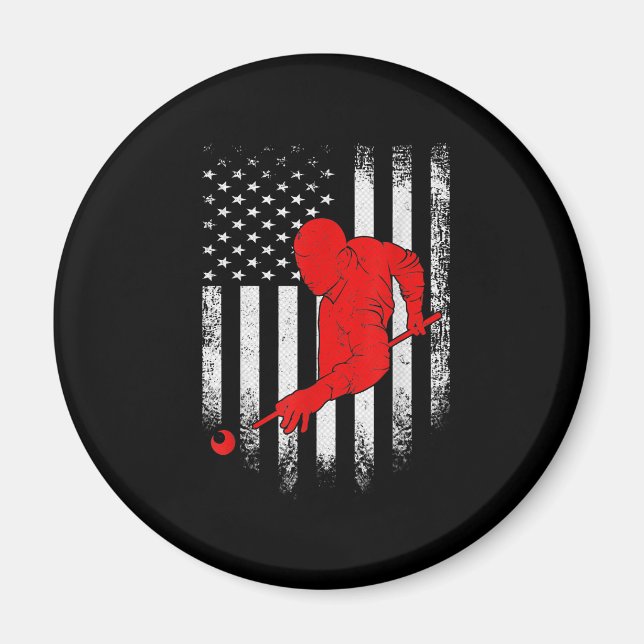 Billiards Lover | American Flag Billiards Gift Magnet (Front)