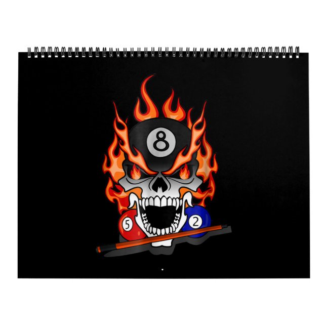 Billiards Lover | Great Pool Billiards Skull Gift Calendar (Cover)