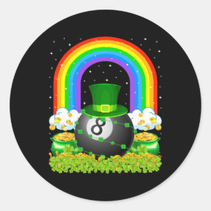 Billiards Lover Rainbow Leprechaun Billiards St Pa Classic Round Sticker
