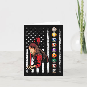 Billiards Lover Retro American Flag Billiards 4th Card