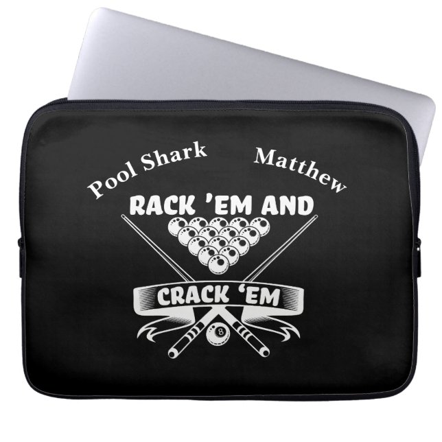 Billiards Motto With Cues & Balls Laptop Sleeve (Front)