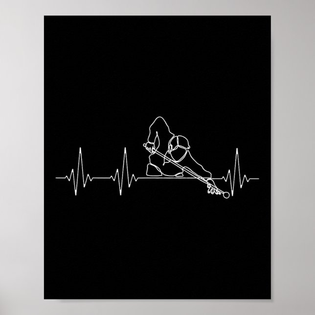 Billiards Or Billard Heartbeat Funny Pool Billiard Poster (Front)