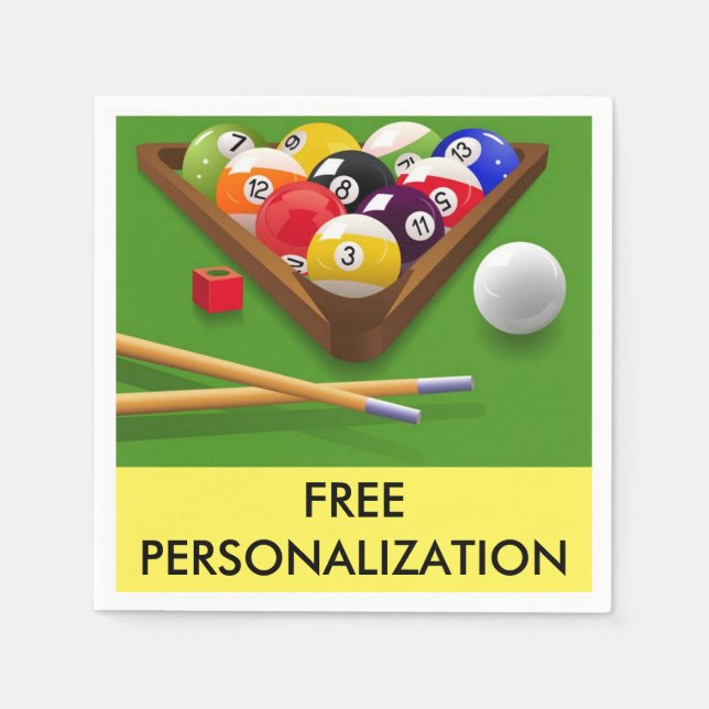 Billiards Paper Napkins (Front)