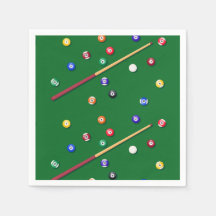 Billiards Paper Napkins, Pool Table Party Supplies