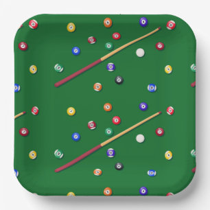 Billiards Paper Plates, Pool Table Party Plate