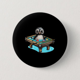 Billiards Penguin Hustler Pool Snooker Playing Poo 6 Cm Round Badge